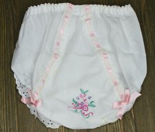 Vintage Double Seat Baby Child Bloomers Panty Hand Embroidered Painted sz 4 NEW