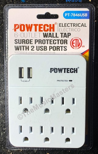 2X Surge Protector 6 Outlet Power Splitter Electrical Outlet Adapter 2 USB Ports - Picture 2 of 8