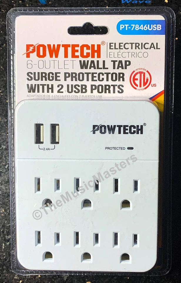 2X Surge Protector 6 Outlet Power Splitter Electrical Outlet Adapter 2 USB Ports - Image 2 of 4