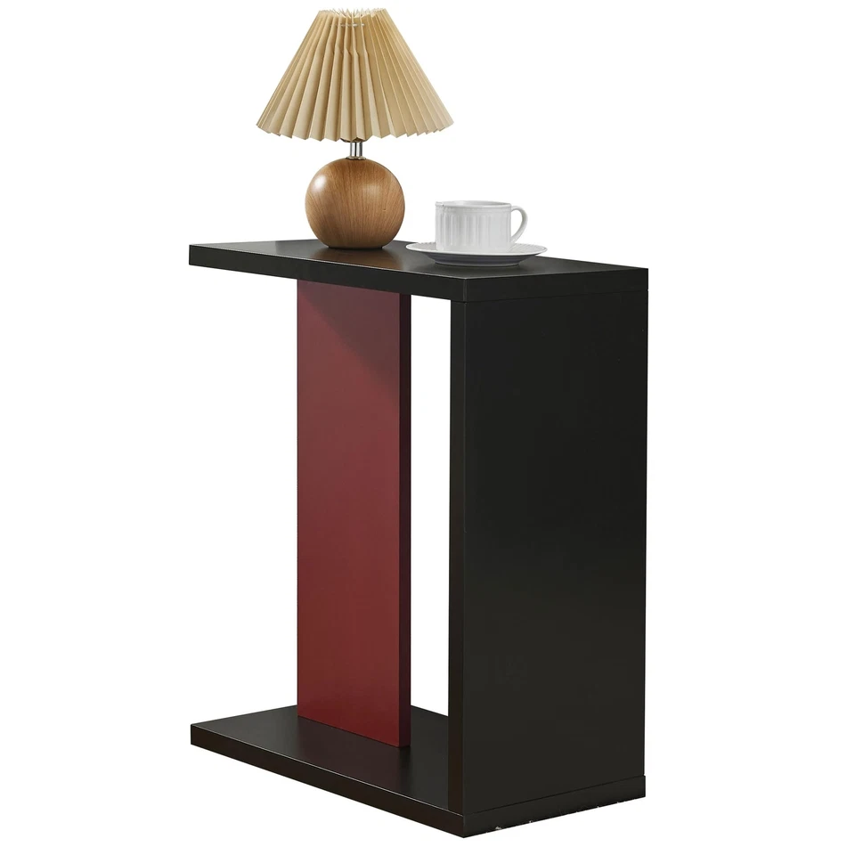 Kings Brand Furniture Side Table for Couch, Snack Laptop Table, Black/Red - Image 4 of 4