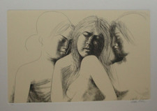 Emilio Greco Acquaforte su foglio cm. 32 x 50 dal disegno Immagini Muliebre 1992