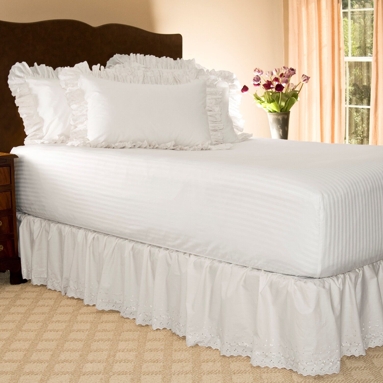 Blissford Eyelet Ruffled Bed Skirt - with Platform (Available in all ...