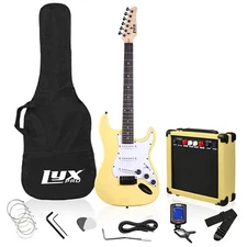 LyxPro Beginner 39” Electric Guitar & Electric Guitar Accessories,Retro Yellow
