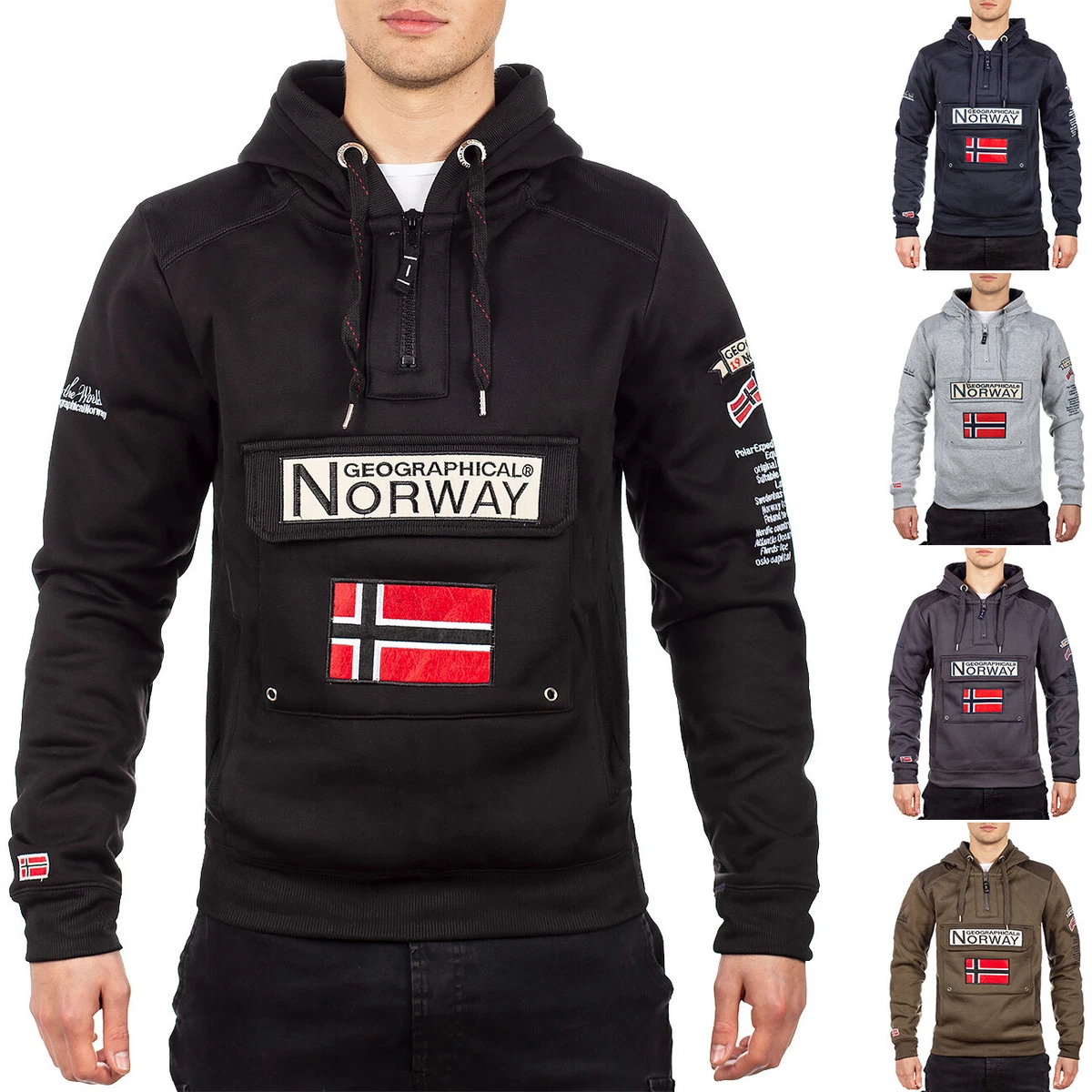 Geographical Norway Herren Kapuzen Hoodie Pullover Norwegen Fahne