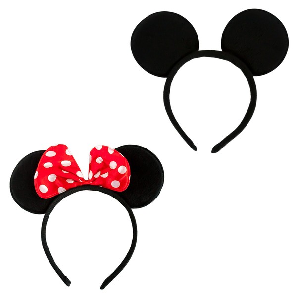 2X Haarreifen Mit Maus Ohren Mouse Haarreif Fasching Karneval KostüM Motto Party-image