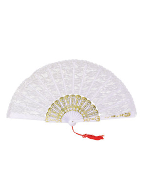 Fächer Weiß Spitze Burlesque Spanischer Fächer Fancier Kostüm Zubehör Spitze
