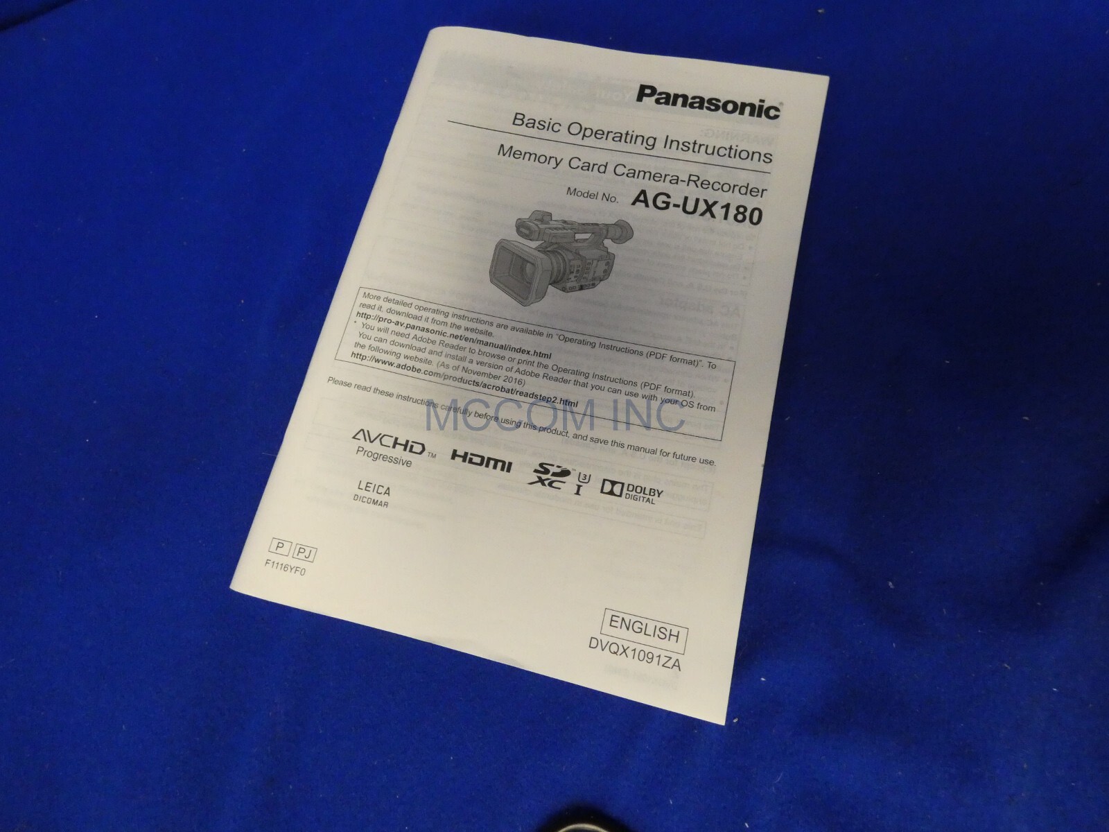 Panasonic AG-UX180 4K Camcorder w/1793 hrs, Varizoom focus/iris control