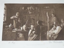 Rare Original Heliogravure Engraving by Albert Anker (1831-1910) Swiss Artist