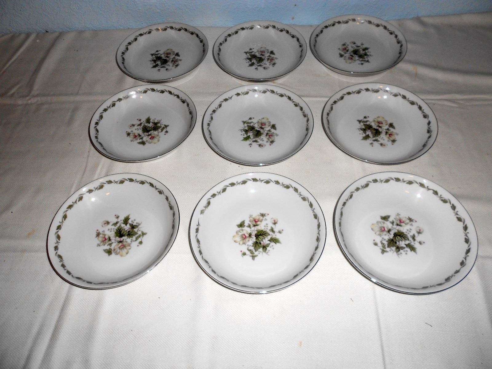 9 Flair Fine China IRENE 7 5/8" Coupe Soup Bowls 4149 Excellent