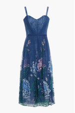 NWT, Marchesa Notte Pleated Embroidered Point D'esprit Dress Size 10 D5788