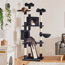 79in Large Cat Activity Tree Tower Cat Condo w/ Basket Scratching Post for Play