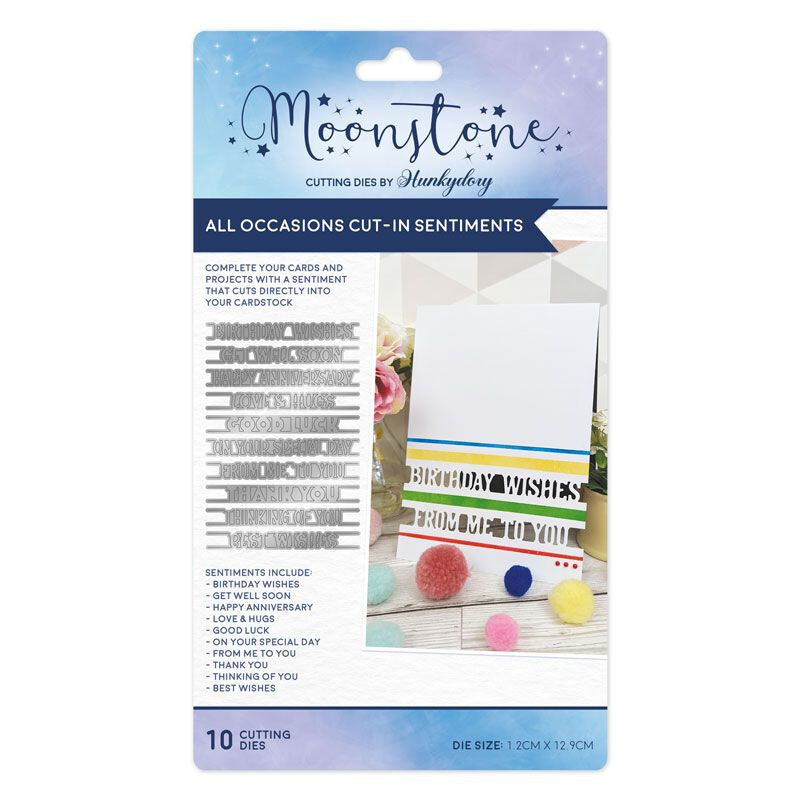 Hunkydory Moonstone All Occasions Cut-In Sentiments Craft Die Set - MSTONE813