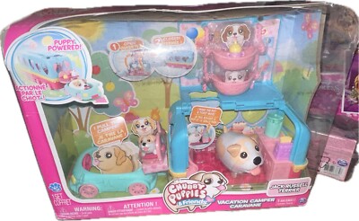 Chubby Puppies VACATION CAMPER CARAVAN w/Jack Russell Terrier 3 Mini Dogs Bottle