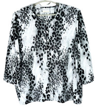 ALFRED DUNNER Women's Polyester 3/4 Sleeve Cardigan Animal Sequined Plus Size 3X