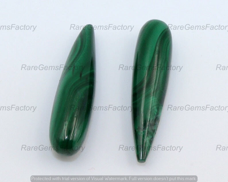 Par de piedras preciosas sueltas con forma de gotas de cabujón de malaquita calidad AAA Foto 3 de 4
