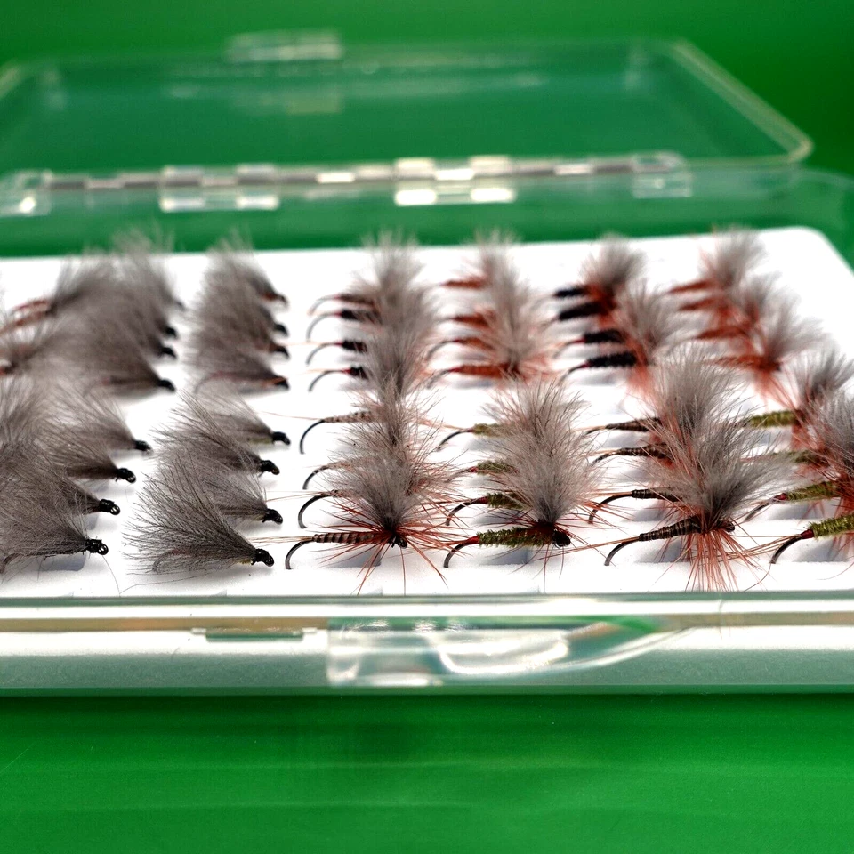 64 Premium CDC Trockenfliegen in Sicht in Fliegenfischen Fliegenbox Forellena... - Bild 4 von 4