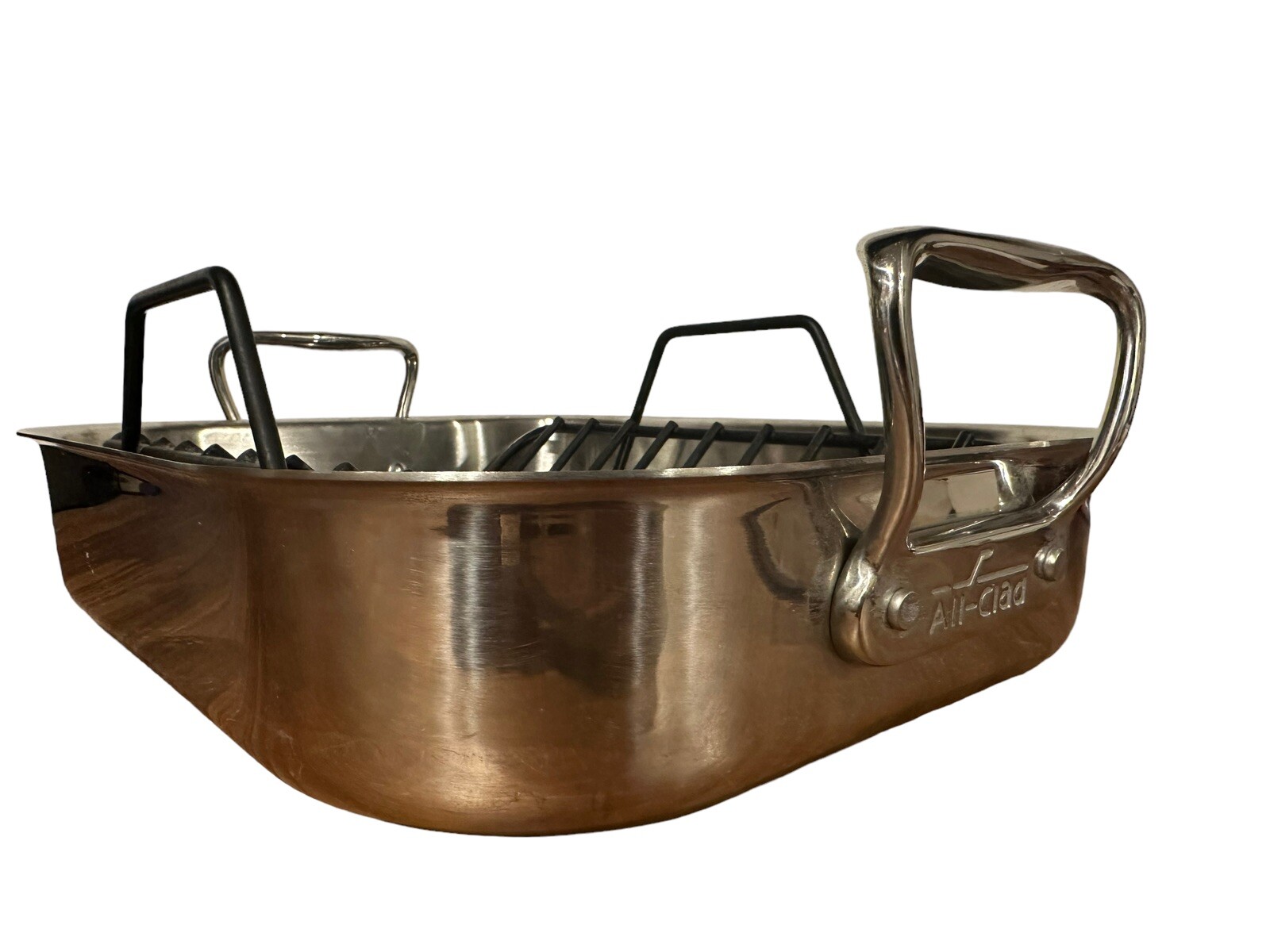 AllClad Small Stainless Steel 14.5" Roasting Pan with Rack eBay