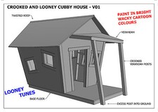 CROOKED CUBBY HOUSE - PLAY HOUSE V05 (Building Plans Metric) - LOONEY TUNES Look