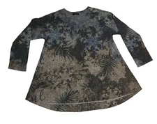 Inoah Sweater Womens Medium All Over Snowflake Knit Gray Blue Pullover Top