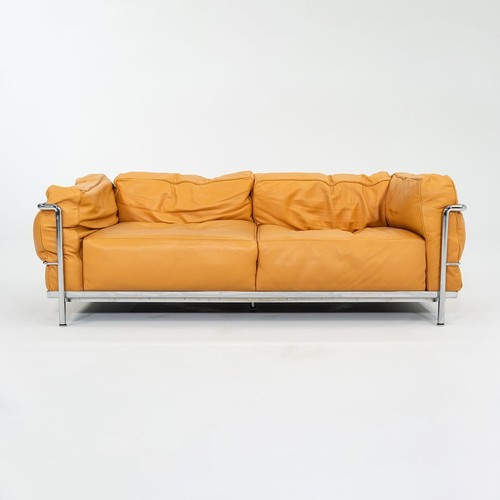 2010s Le Corbusier for Cassina LC3 Settee / Two Seat Sofa / Loveseat in Cognac - Picture 10 of 12