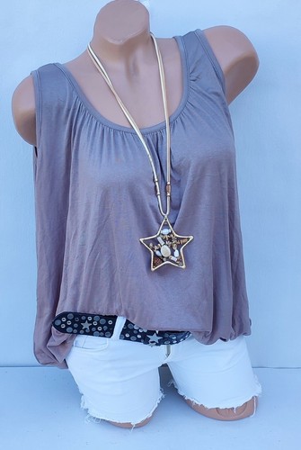 Italy Damen Top Bluse Tank Top Shirt Top Sommertop 38-40-42-44-46-48 - Bild 13 von 16