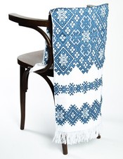 Ukrainian RUSHNYK Wedding Satin Stitch Handmade Embroidery light blue