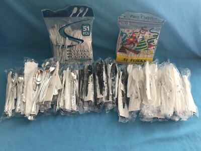44 Wrapped Plastic Fork Spoon Knife Napkin & Salt & Pepper Cutlery Plus 102 Pcs.