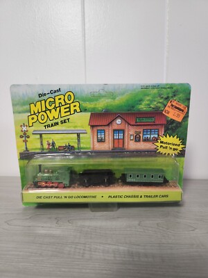 Vintage 1989 Die Cast Micro Power Motorized Pull n Go Train Set New 2