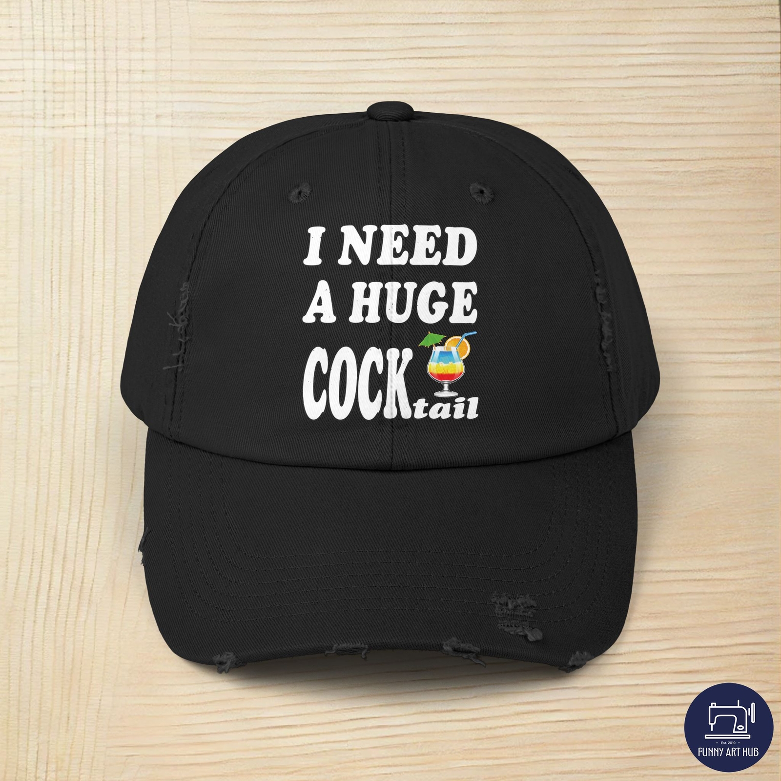 Huge Cocktail Glass Unisex Distressed Baseball Cap