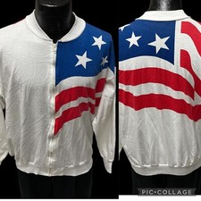 Vtg 80's Red White Blue PATRIOTIC Windbreaker AMERICAN FLAG 50/50 Jacket L/XL