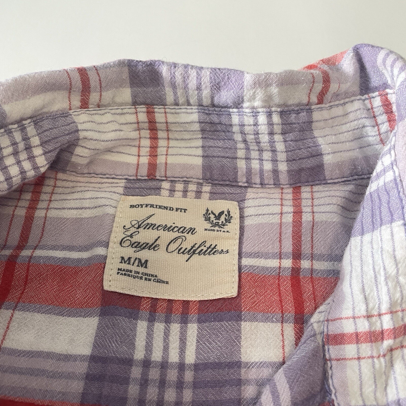 AE American Eagle Plaid Collared Button Down Shir… - image 8