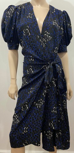 Vestido Saint Laurent Rive Gauche negro y multicolor estampado manga corta Reino Unido10 - Imagen 2 de 7