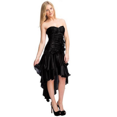 Abendkleid kurz Cocktailkleid schwarz asymmetrisch Gr. S (36)