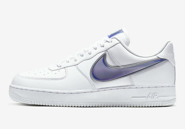 white air force 1 with blue swoosh