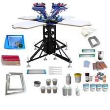 Silk Screen Printing Press Kit 4 Color Printer & Supplies Package DIY Hobby Kit