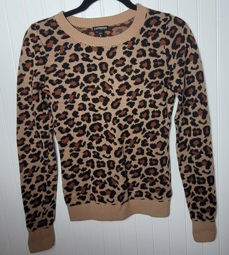 EXPRESS Leopard Print Fitted Sweater XS 