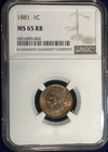 1881 Indian Cent NGC MS 65 RB GEM Lustrous Red Brown!