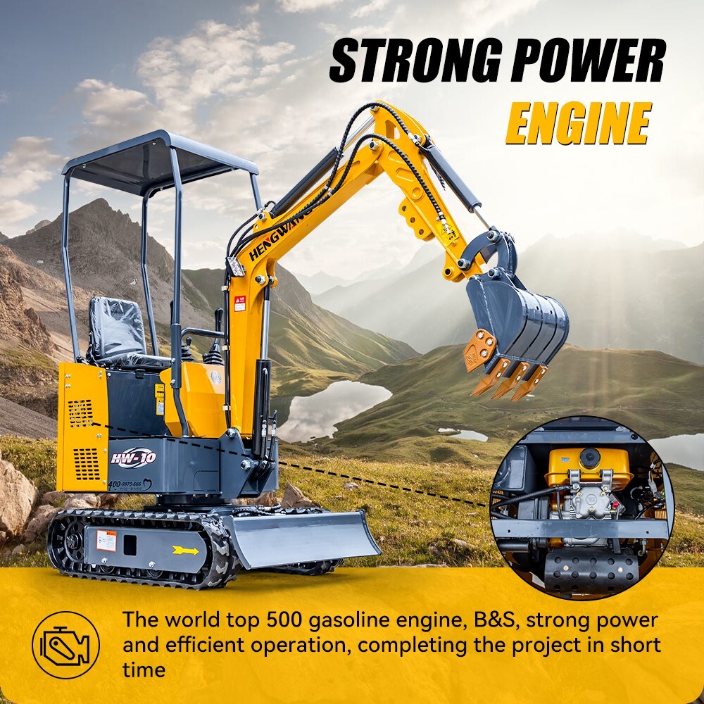 Household 1750 lb Mini Excavator With Powerful And High Digging Force B&S Engine