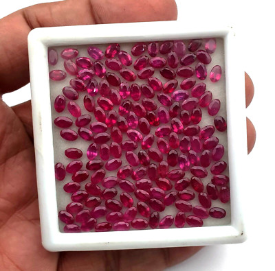 Led Filled Ruby Natural Ruby Oval Cut Loose Gemstone Lot 16 Pcs 3*5 MM 5 CT, Lead ...