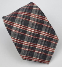 DKNY Silk Tie Gray Red White Plaid Men Necktie 57 x 3
