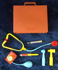 1977 Fisher Price Toy Doctor Medical Kit Case Plus 6 Accessories Brown