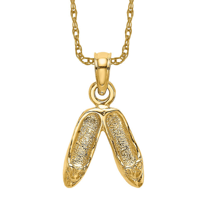SAOLA Collana pantofole ballerine in oro giallo massiccio 14 kt