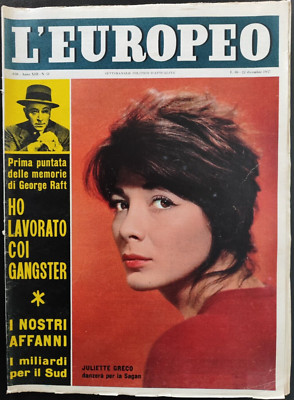 JULIETTE GRECO L'EUROPEO 1957 BROADWAY DI ORIANA FALLACI-TRAGEDIA ALTOFONTE-B.B.