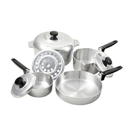 USA Heavy Duty 8-Piece Cast Aluminum Cajun Silver 8 Piece Cookware Set