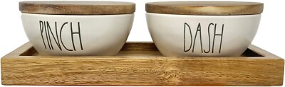 NEW Rae Dunn 3 Piece PINCH DASH Ceramic LL Salt Pepper Cellar Set  