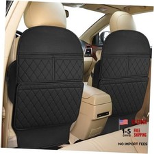 Seat Back Protector - Leather Kick Mat with Storage Pockets, Front  Back Seat