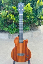 Aiersi 26 Inch Cutaway Tenor Flame Koa Solid Okoume Body Electric Ukulele