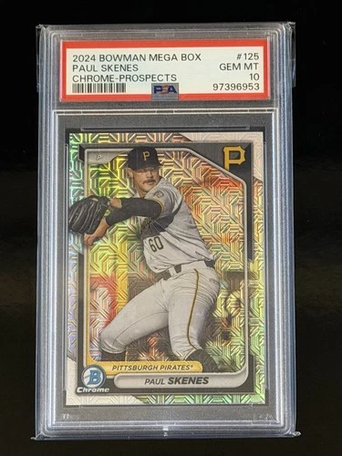 New Listing2024 Bowman Mega Box #125 Paul Skenes Chrome Prospects Mojo Refractor PSA 10🔥🔥