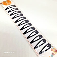 12 PCS Black Snap Hair Clips – Metal Side Hairpins Styling for Women & Girls