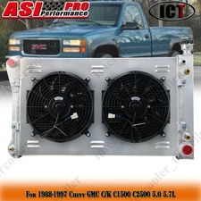 3 Row Aluminum Radiator Shroud Fan For 88-97 Chevy GMC C/K C1500 C2500 5.0 5.7L